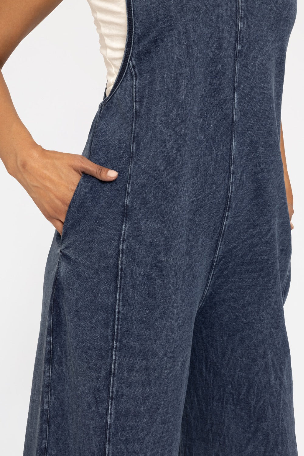 Mineral Wash Wide Leg Jumpsuit