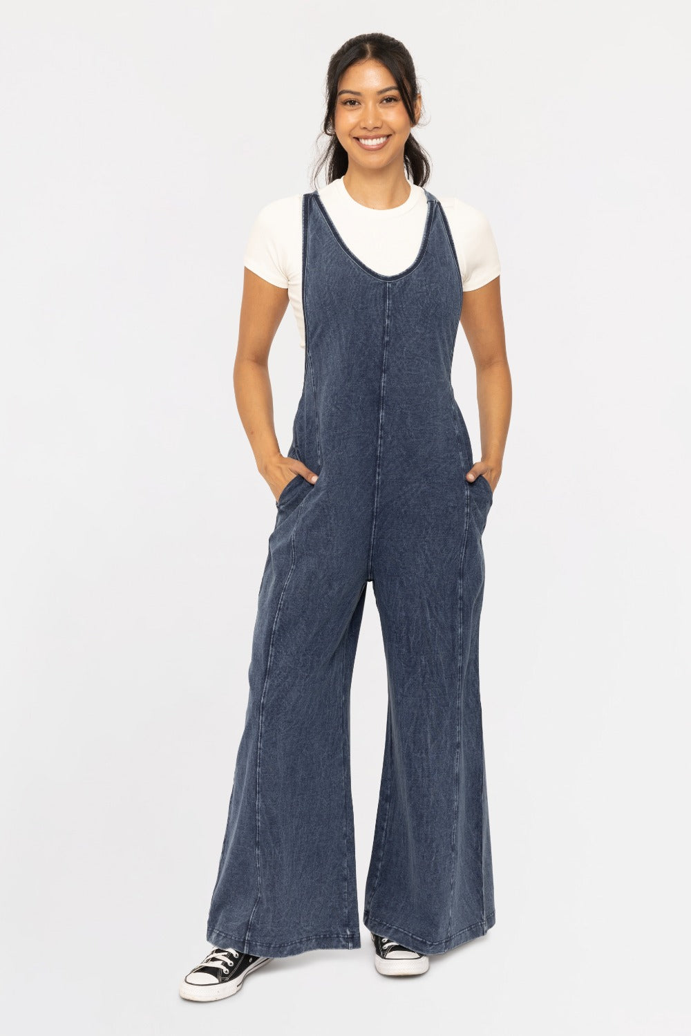Mineral Wash Wide Leg Jumpsuit - SALE