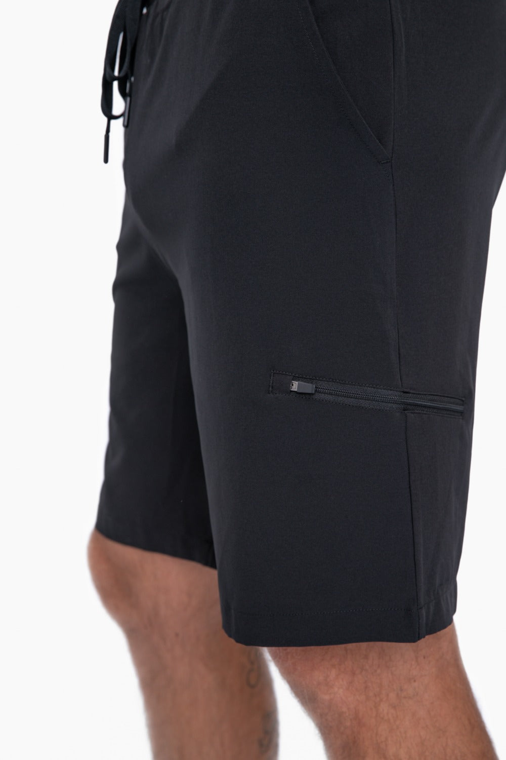MEN'S - Active Drawstring Shorts with Zippered Pouch - Black