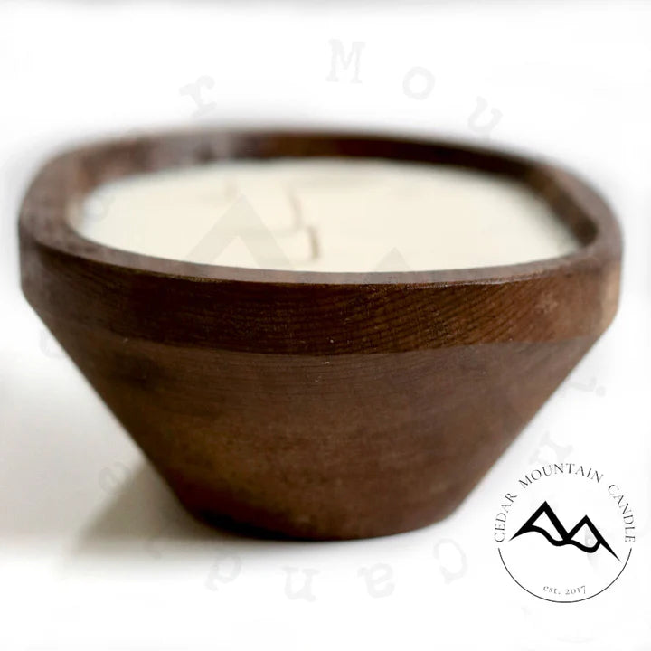 Peppered Suede - 3 Wick Natural Wood Dough Bowl Candle