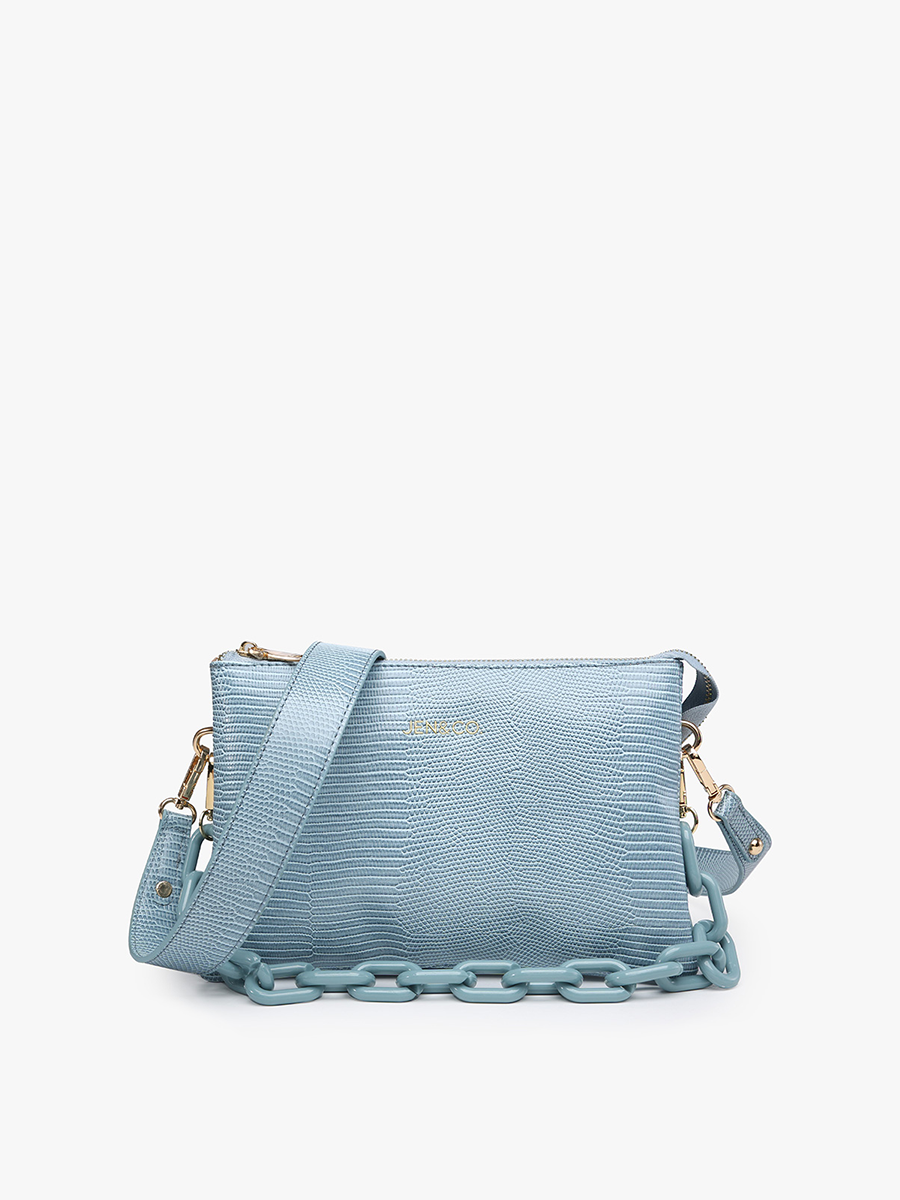 Izzy Lizard Crossbody w/ ChainStrap - Blue