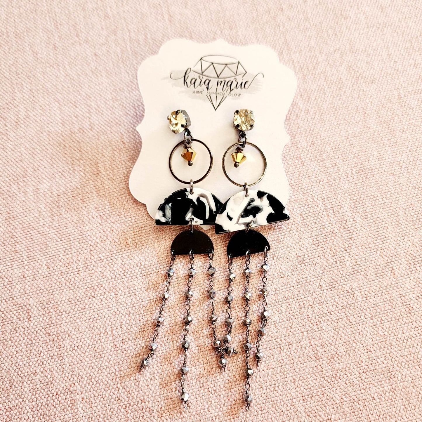 Kara Marie Jewelry - Gunmetal Beaded Fringe Earrings