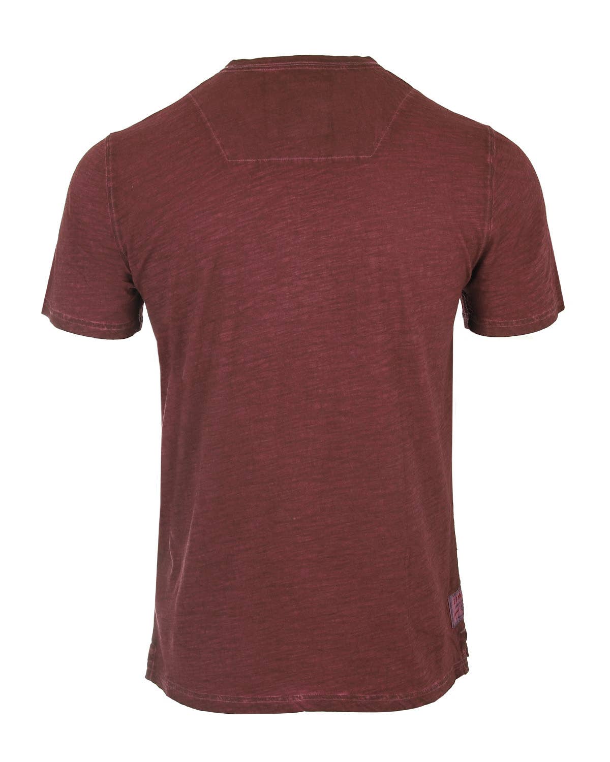 MEN'S Short Sleeve Color Garment Dyed Henley Shirt: Maroon