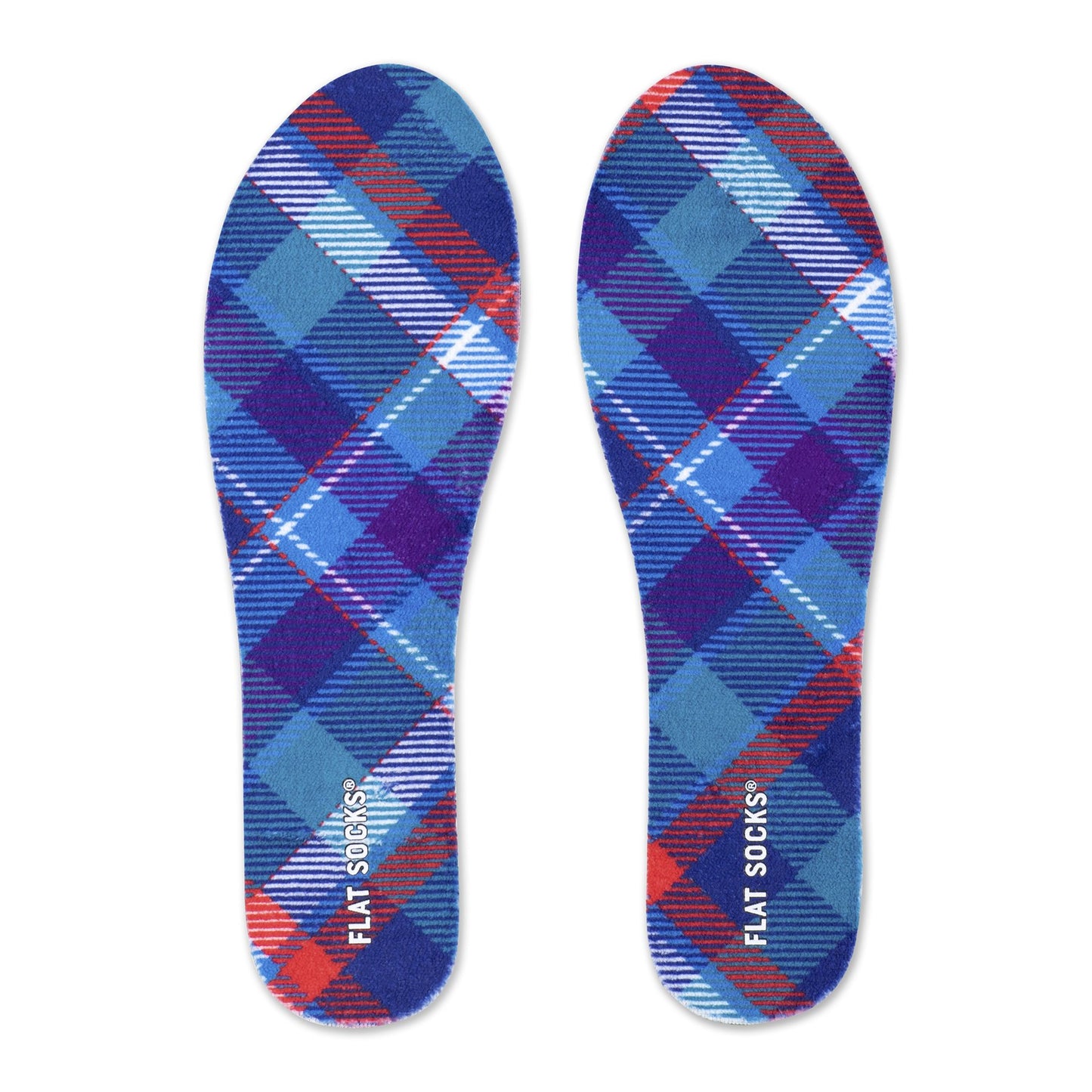 Blue Plaid Flat Socks - Small