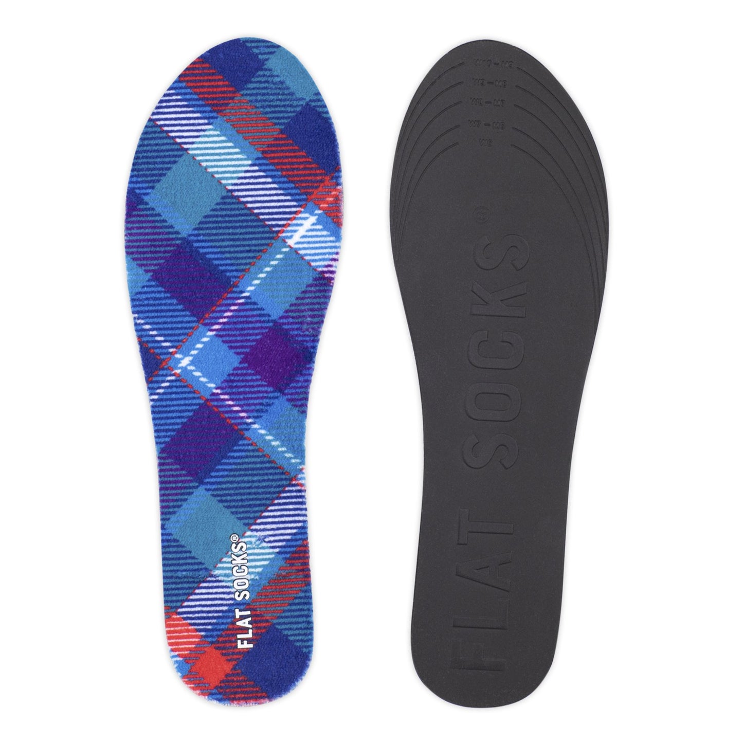 Blue Plaid Flat Socks - Small