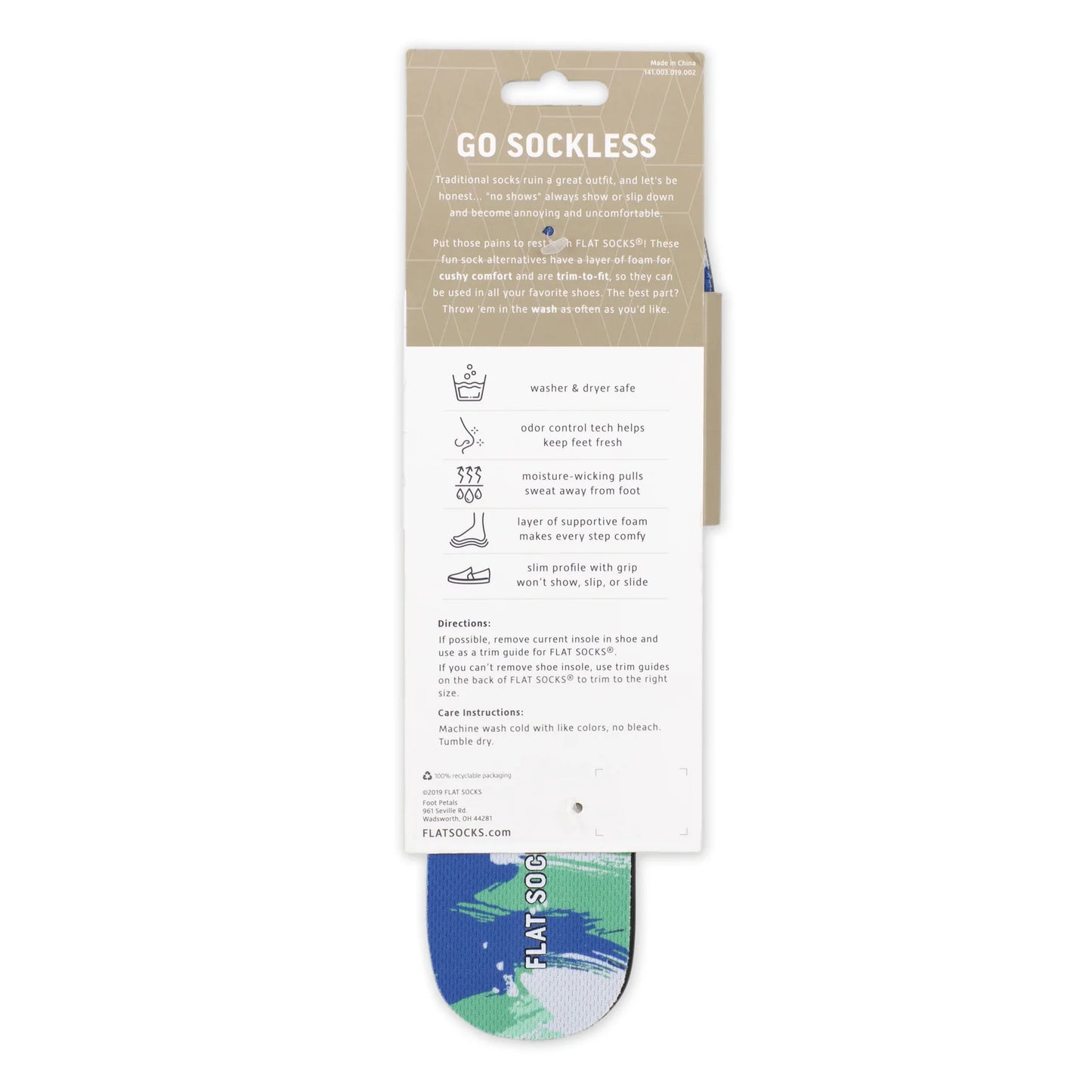 Brush Stroke Flat Socks - Small