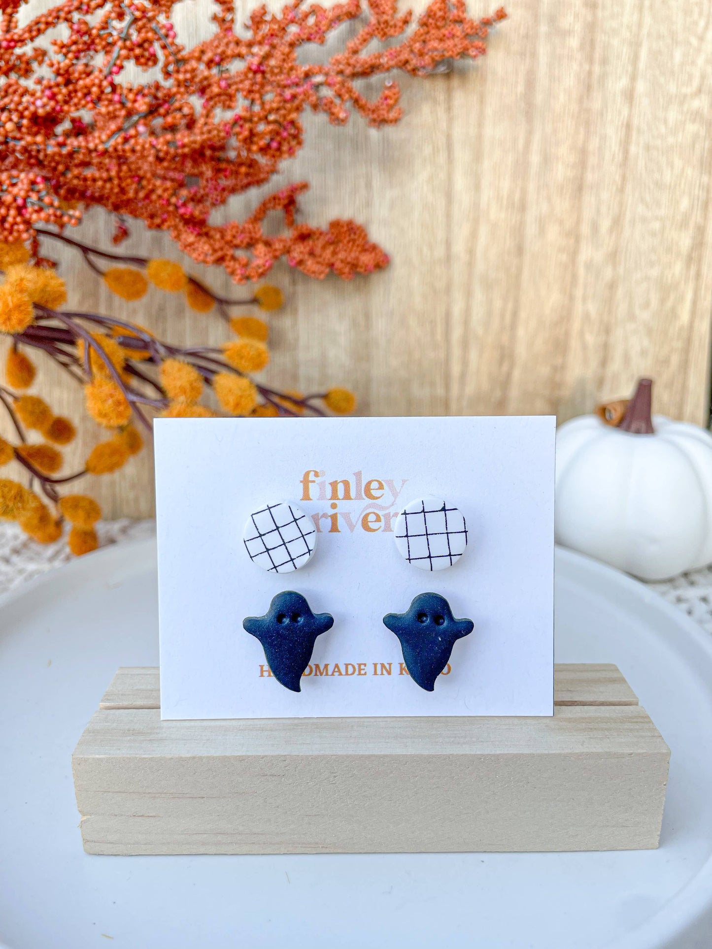 Ghosties + Gridlines | Double Pack | Clay Earrings