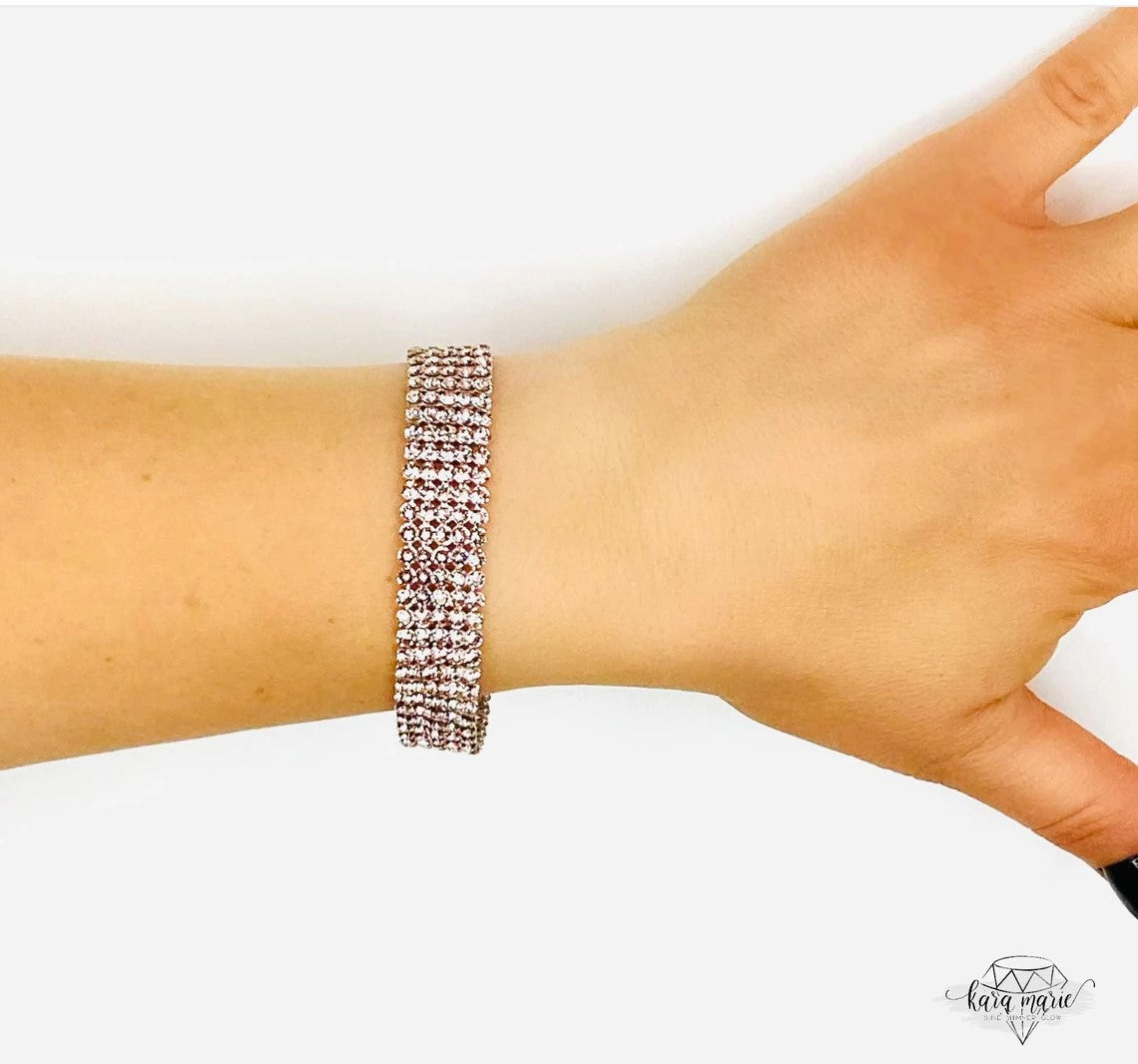 Kara Marie Jewelry - Onyx Angels Collection - Crystal Mesh Tennis Bracelet in Light Silk