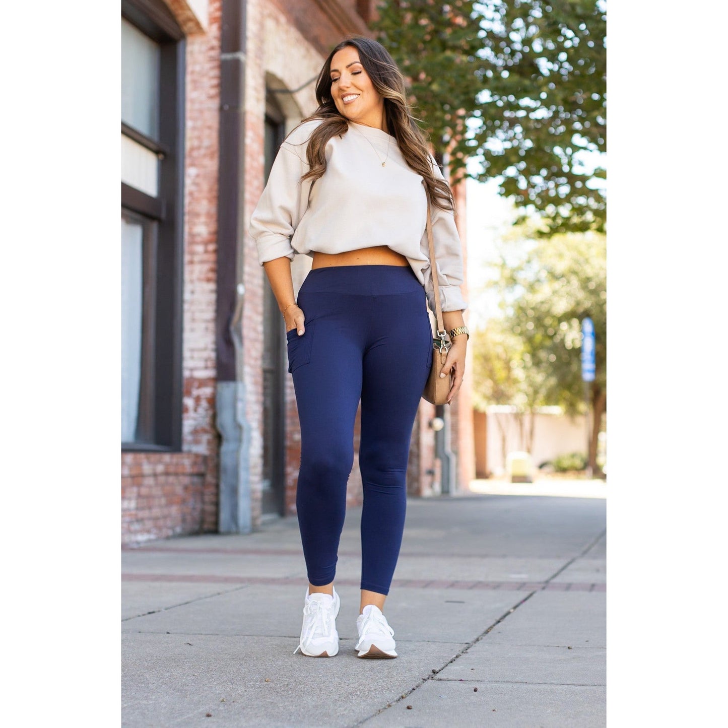 The Nyla - Navy Full-Length with Pocket Leggings