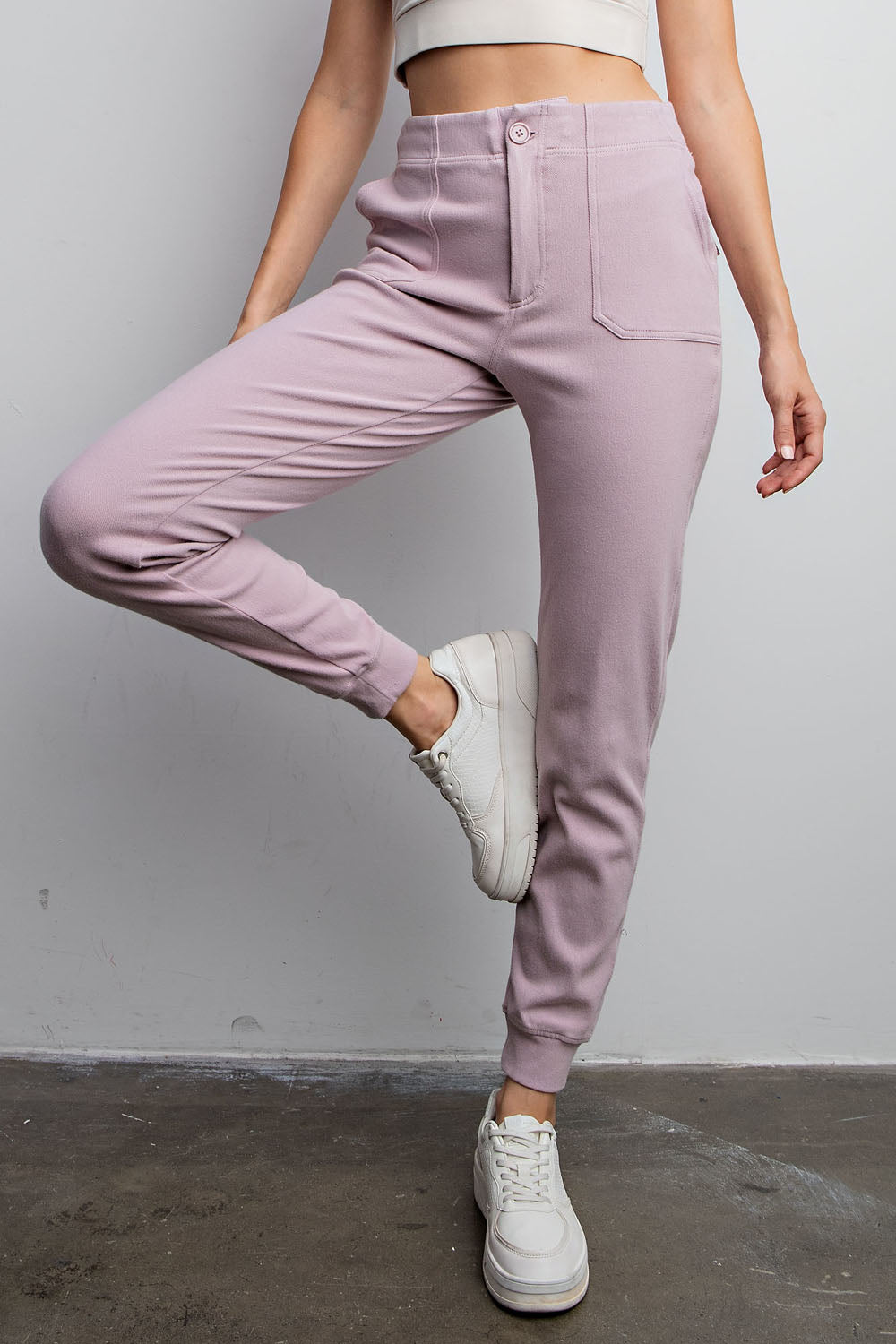Cotton Stretch Twill Jogger Pants - Lilac