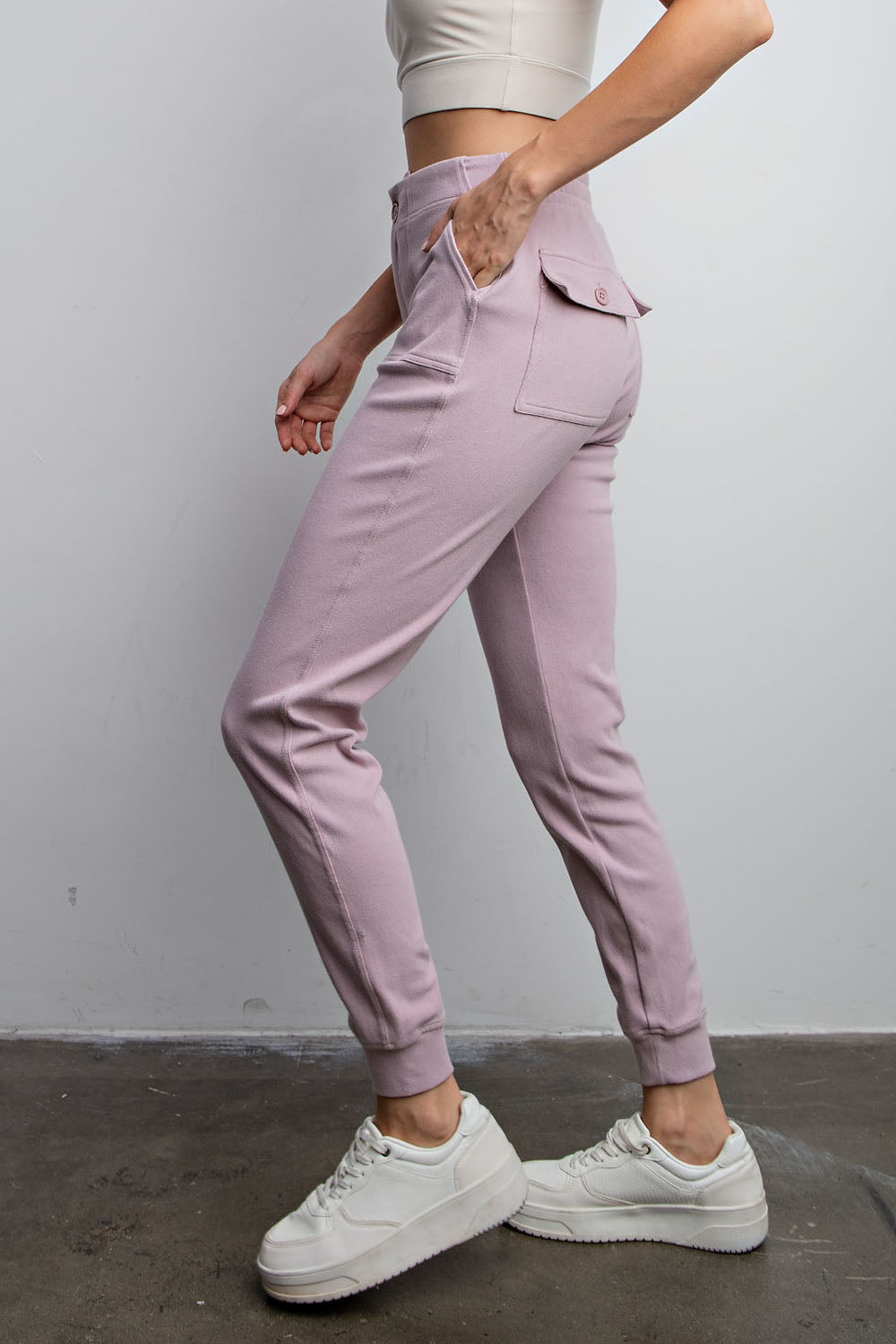 Cotton Stretch Twill Jogger Pants - Lilac