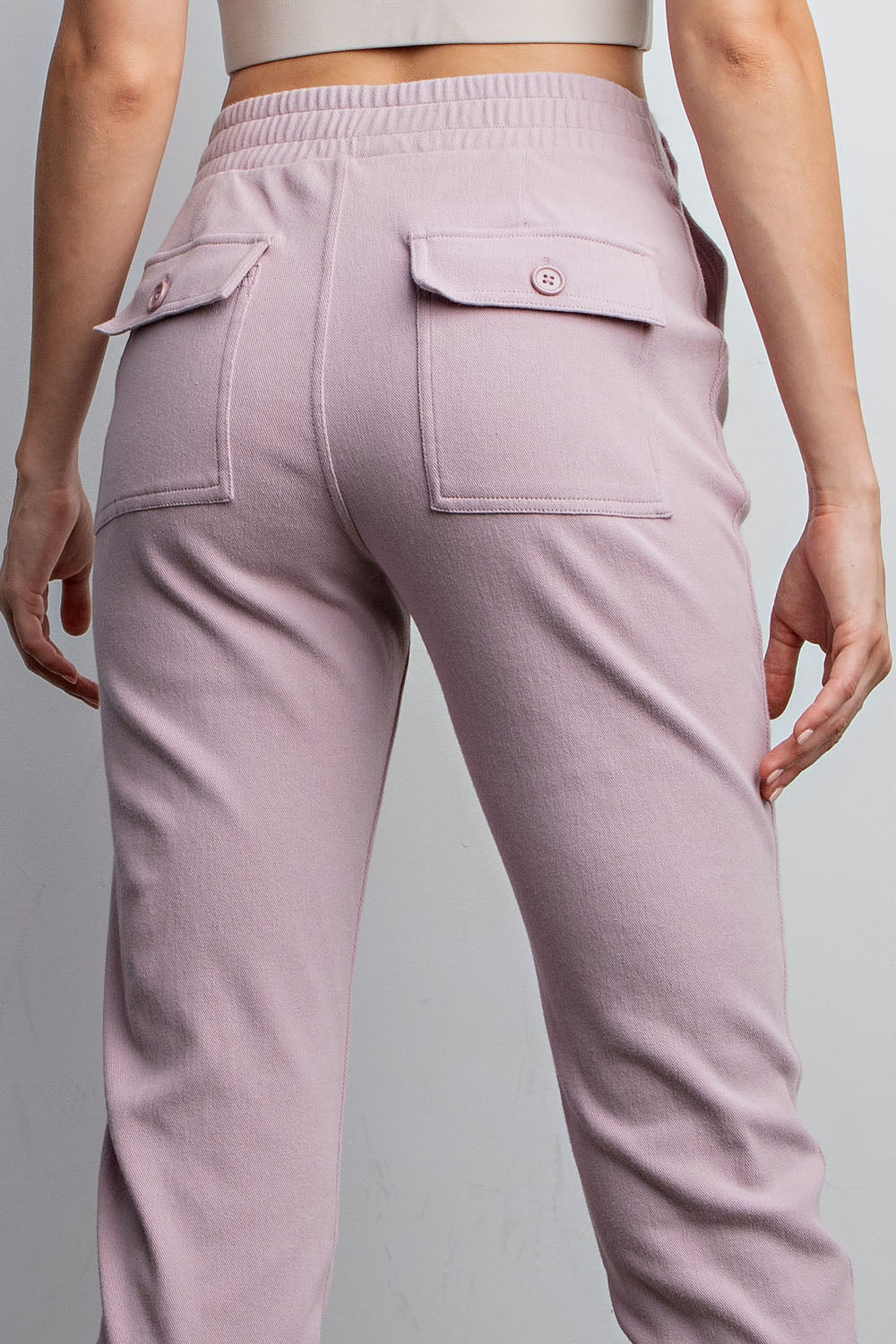Cotton Stretch Twill Jogger Pants - Lilac