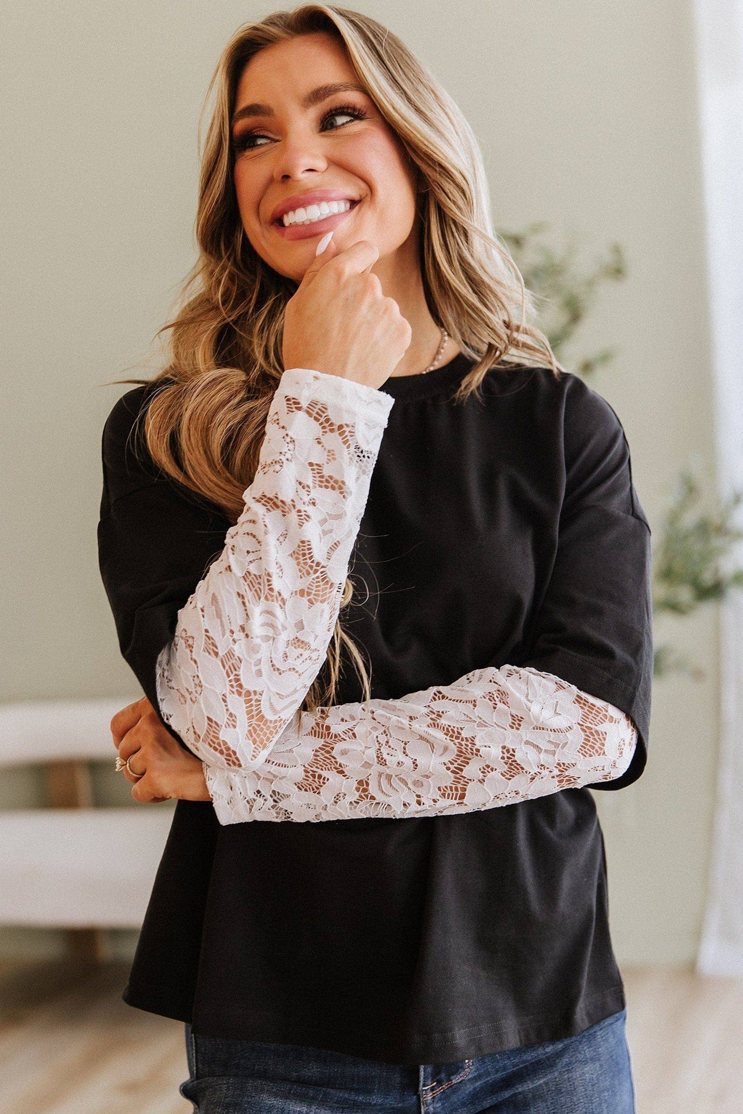 Mireille Lace Long Sleeve Top