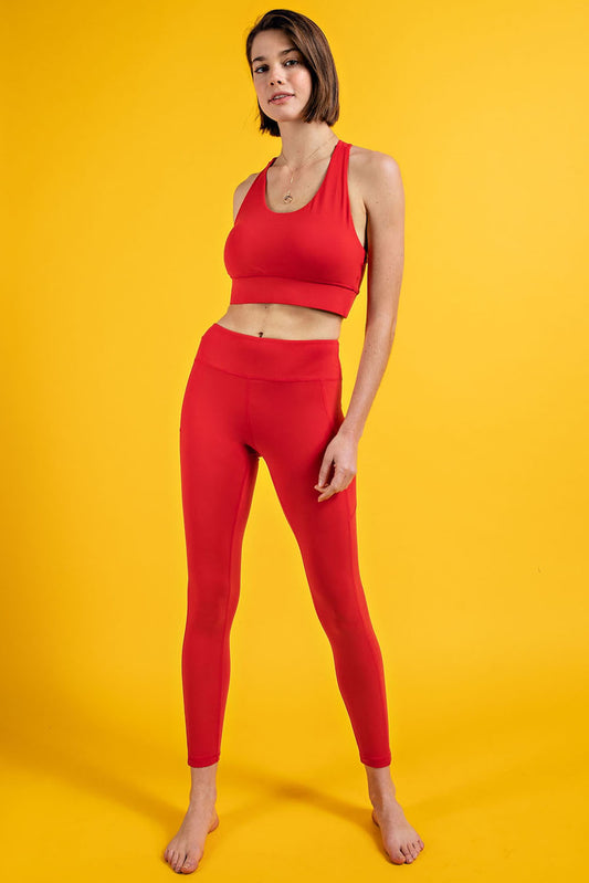 Red Pocket Leggings