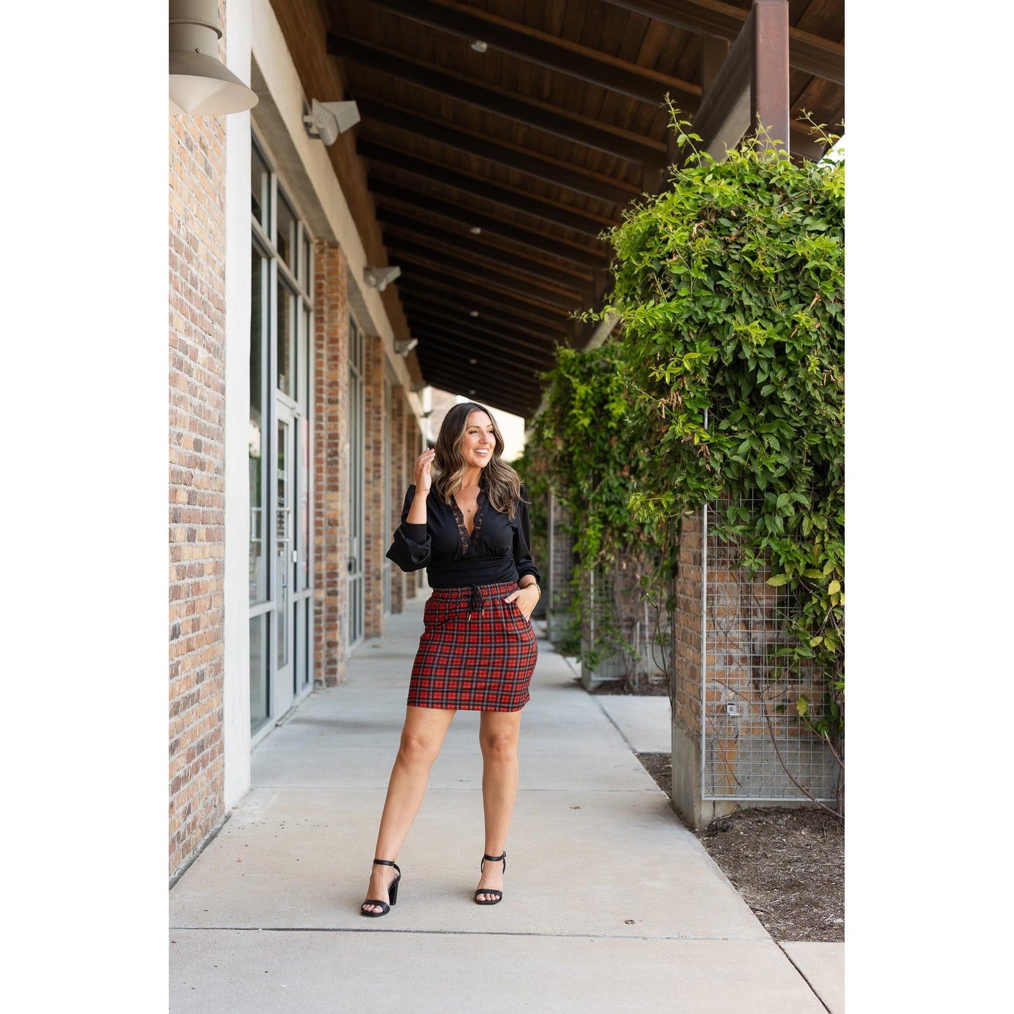 The Helena – Red Plaid Jogger Skirt ❤️🖤
