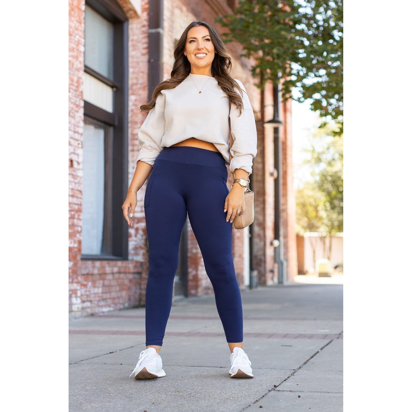 The Nyla - Navy Full-Length with Pocket Leggings