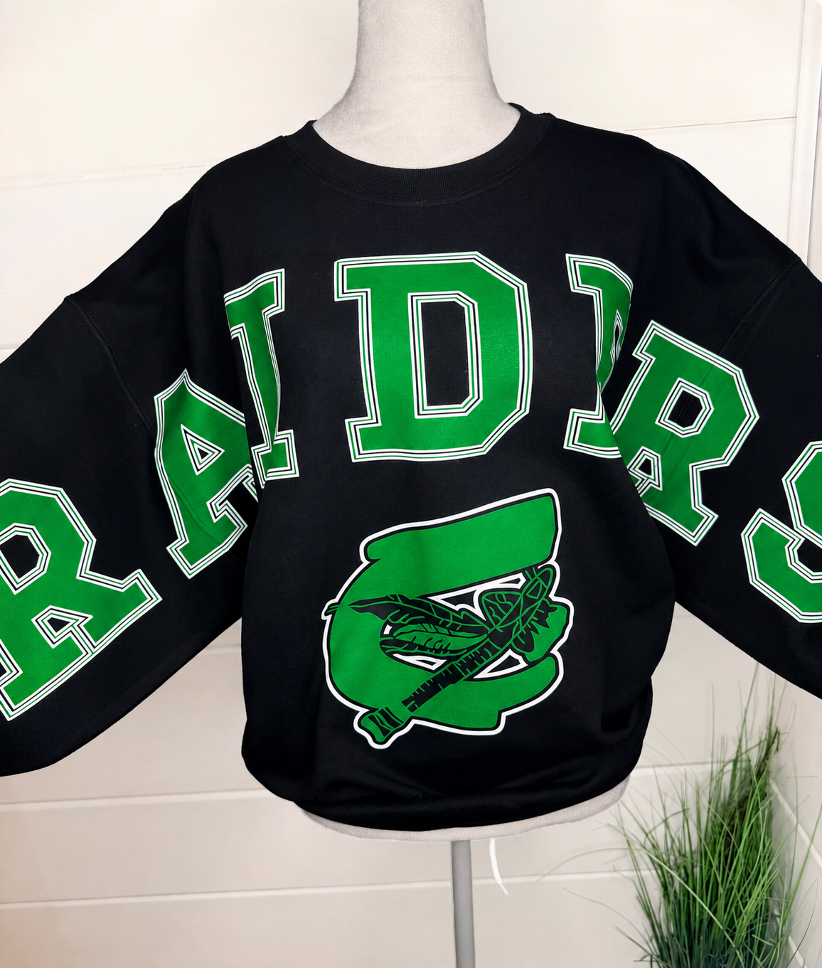 Oversized Mascot Sweater Team Sweatshirt School Spirit: Black / Unisex large
