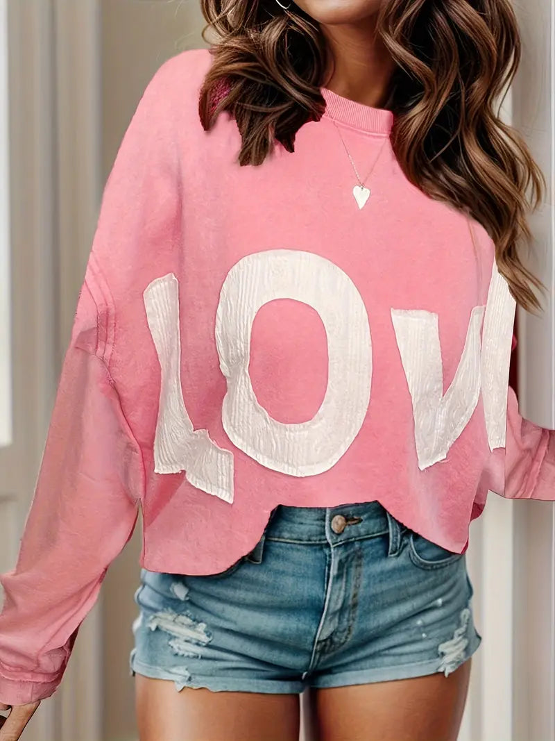 LOVE Raw Hem Hi Low Sweatshirt