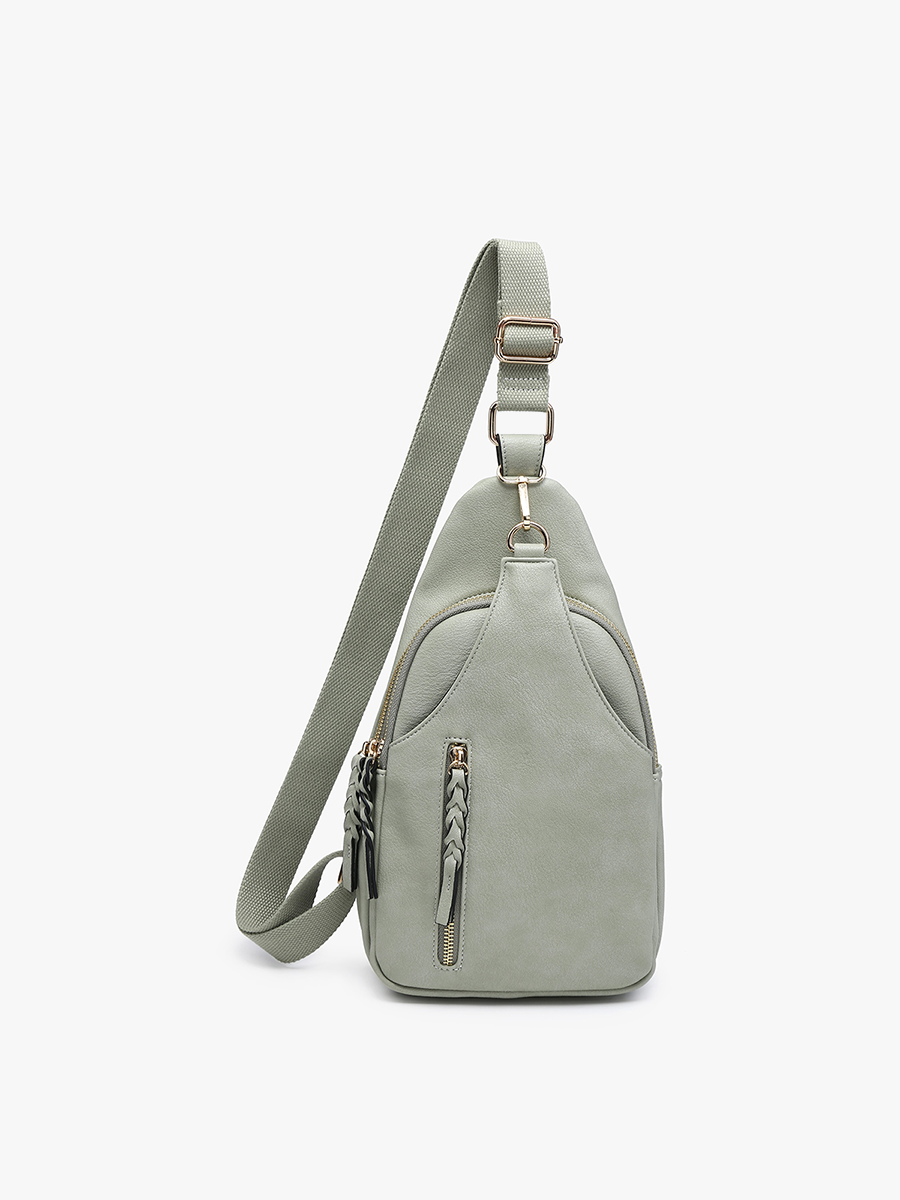 Nikki Dual Compartment Sling Pack Bag: Sage