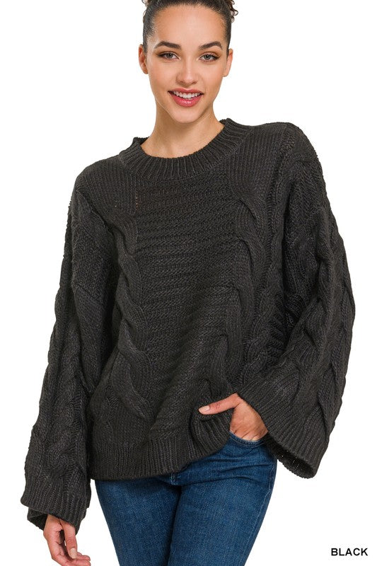 Bell sleeve 2024 knit sweater