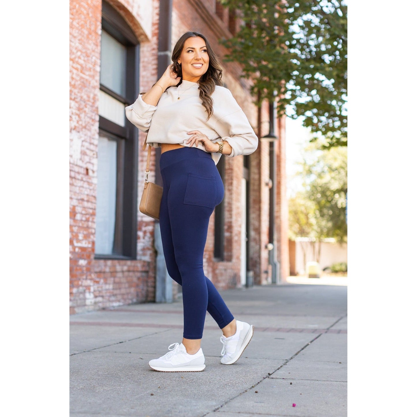 The Nyla - Navy Full-Length with Pocket Leggings