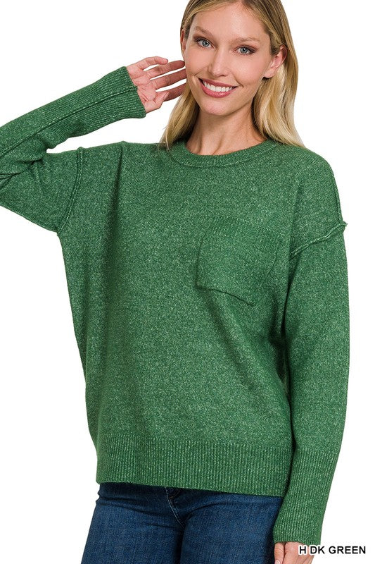 Melange Hi-Lo Hem Sweater