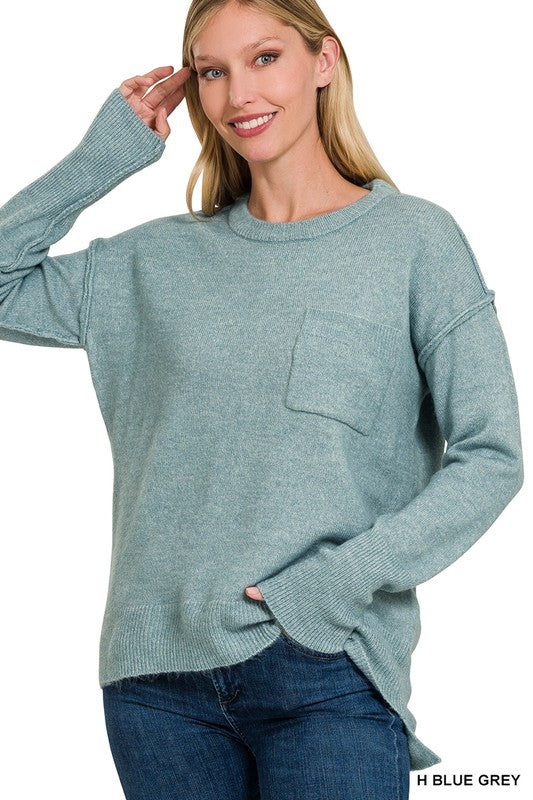 Melange Hi-Lo Hem Sweater