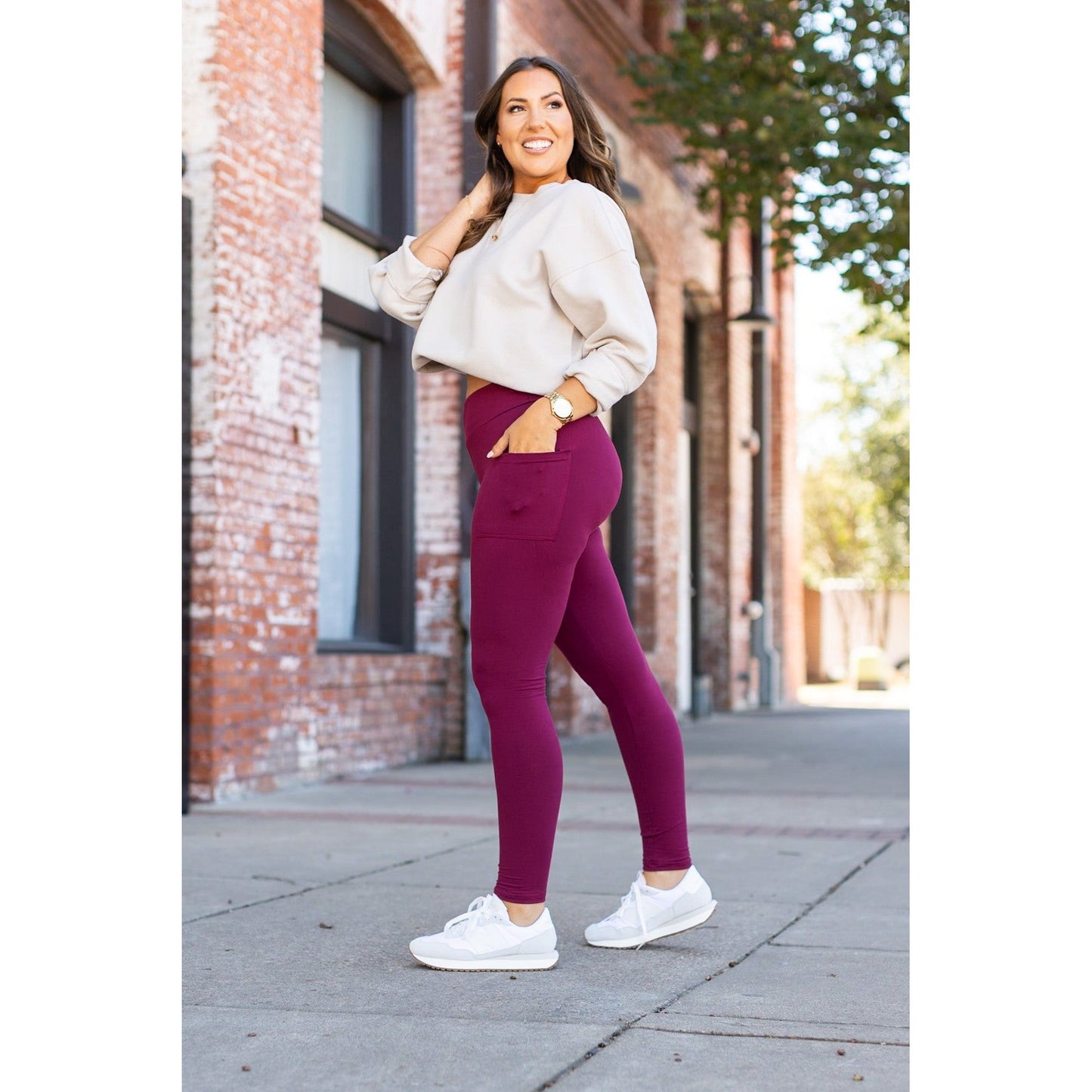The Maria - Maroon Full Length Leggings with Pocket