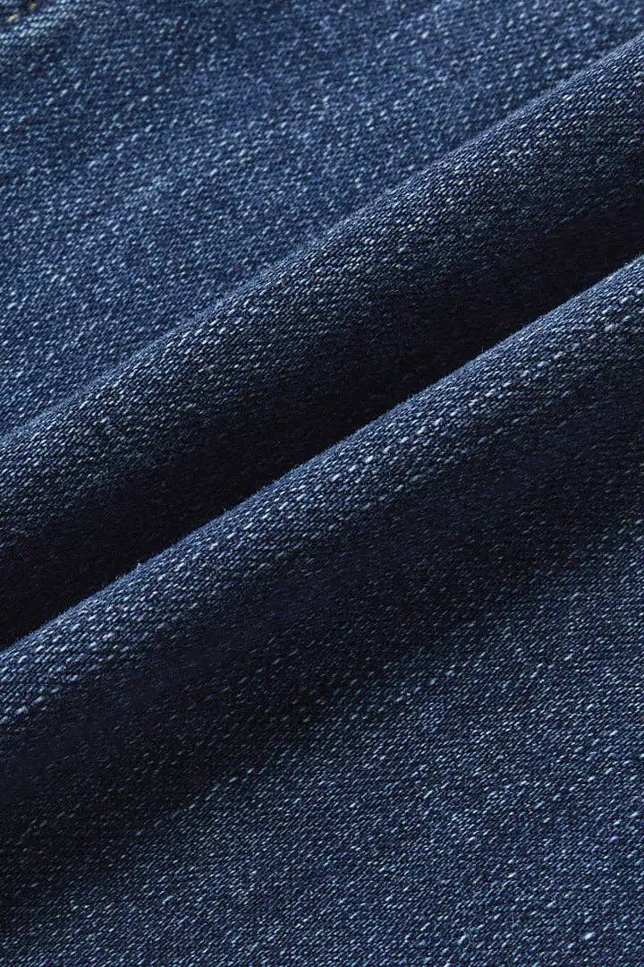 Light Wash Denim Jeans High Waist Wide Leg Casual: Navy / 100%Polyester / 2XL