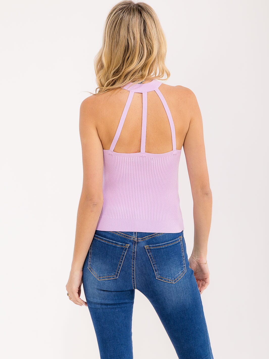 Ribbed Halter Tank in Lavender