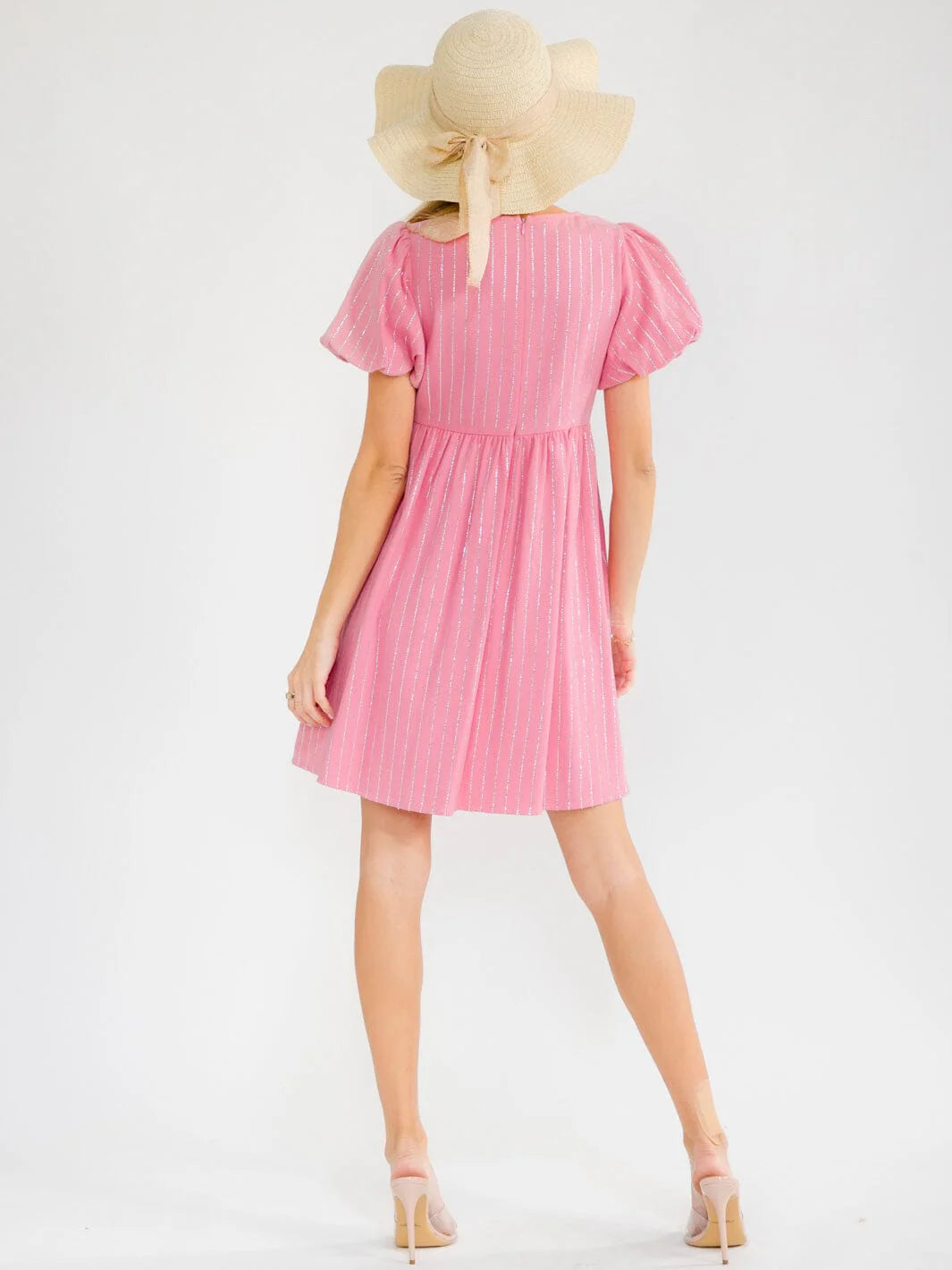 Pink Shimmer Rhinestone Shirt Dress