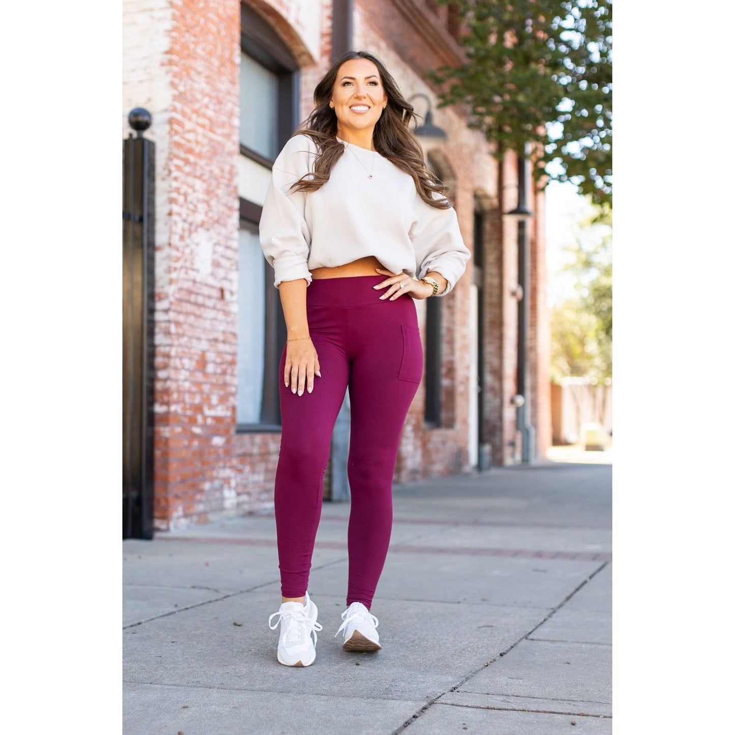 The Maria - Maroon Full Length Leggings with Pocket
