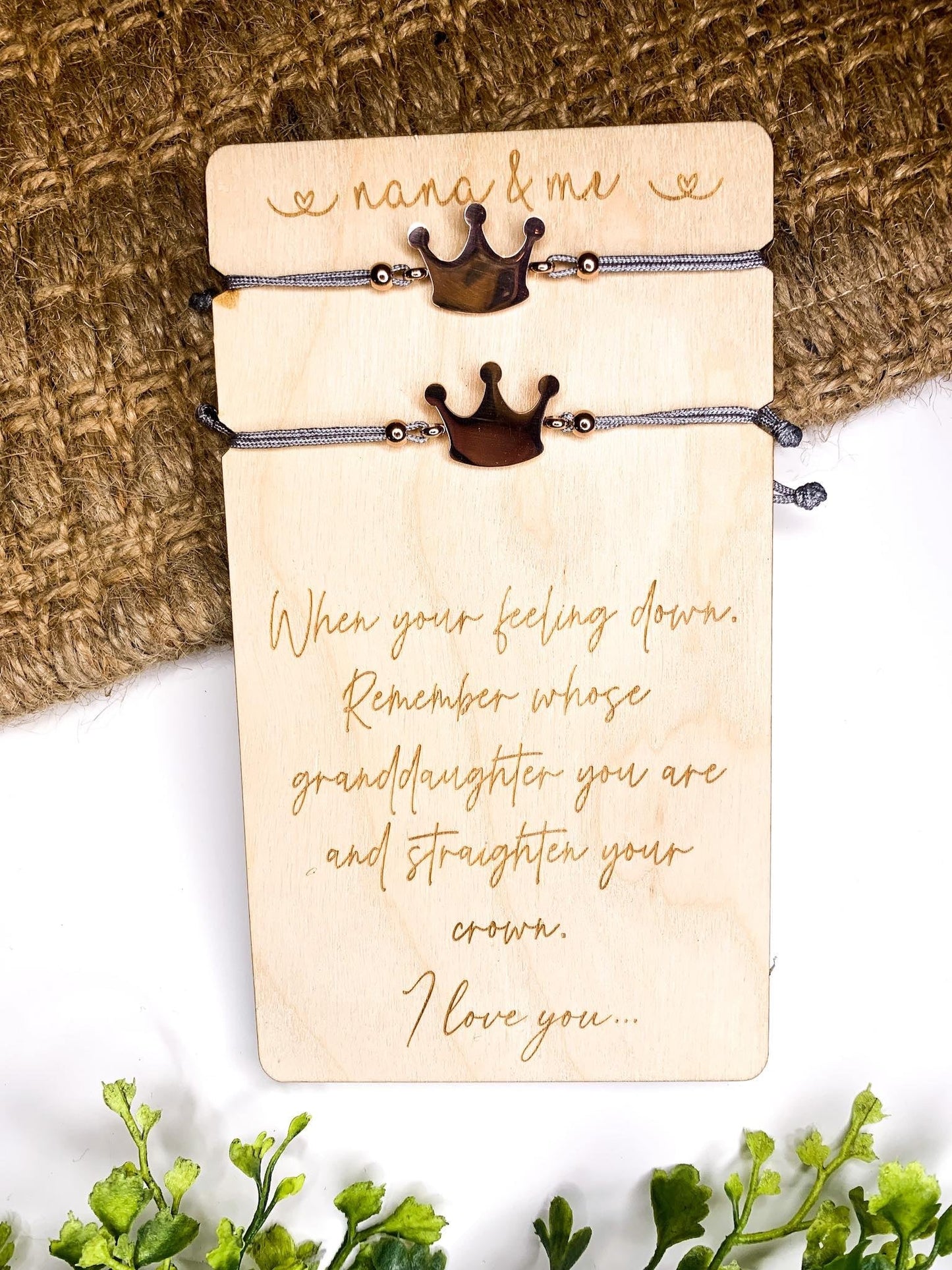 Gigi/Grandma/Nana & Me Wooden Card with Bracelets-