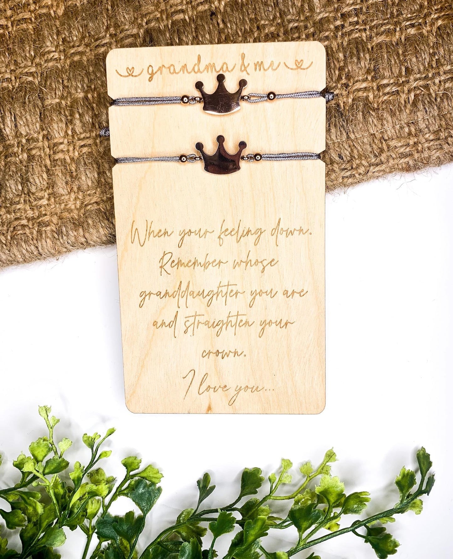 Gigi/Grandma/Nana & Me Wooden Card with Bracelets-