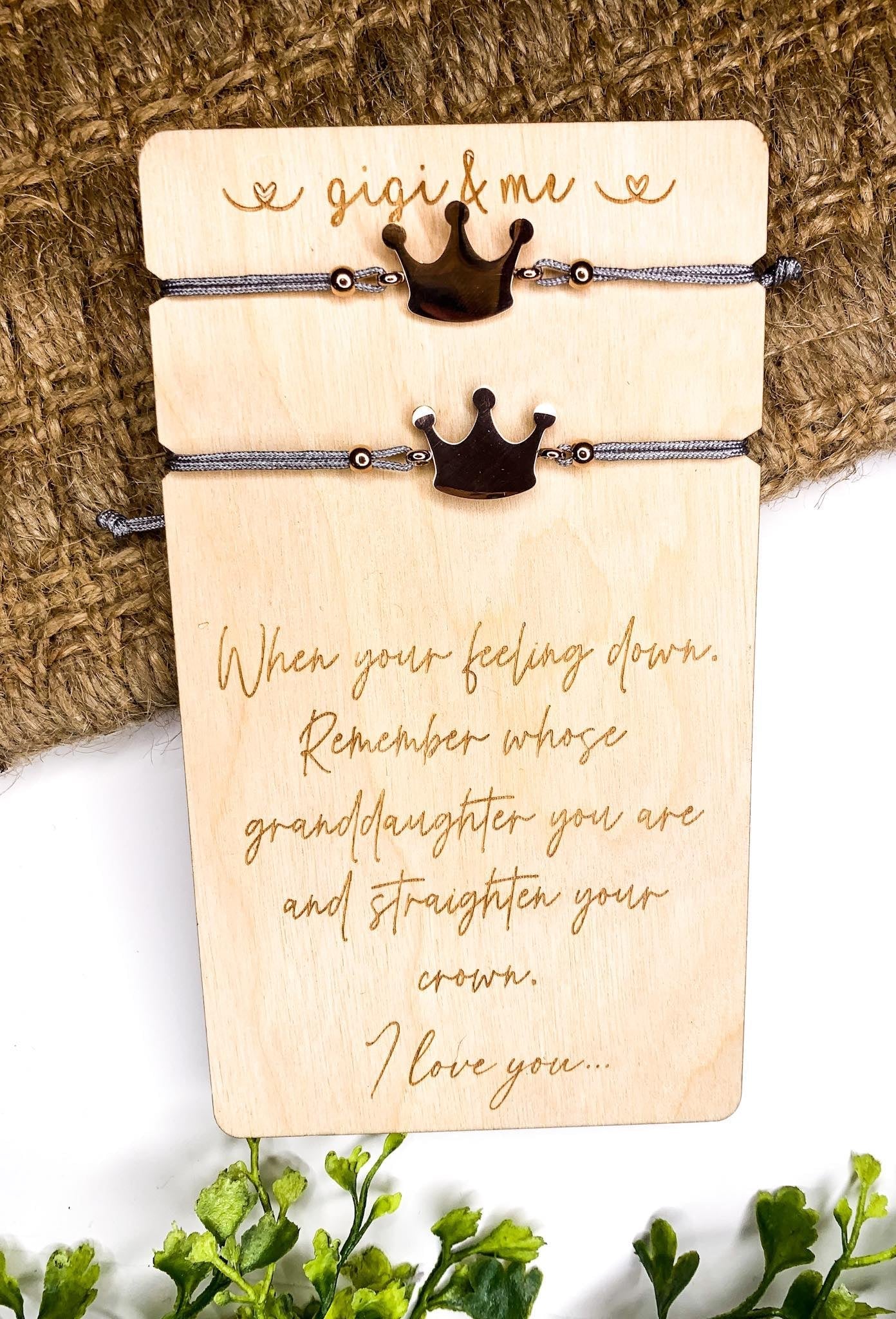 Gigi/Grandma/Nana & Me Wooden Card with Bracelets-