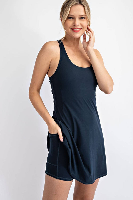 Tennis Romper Dress in Navy