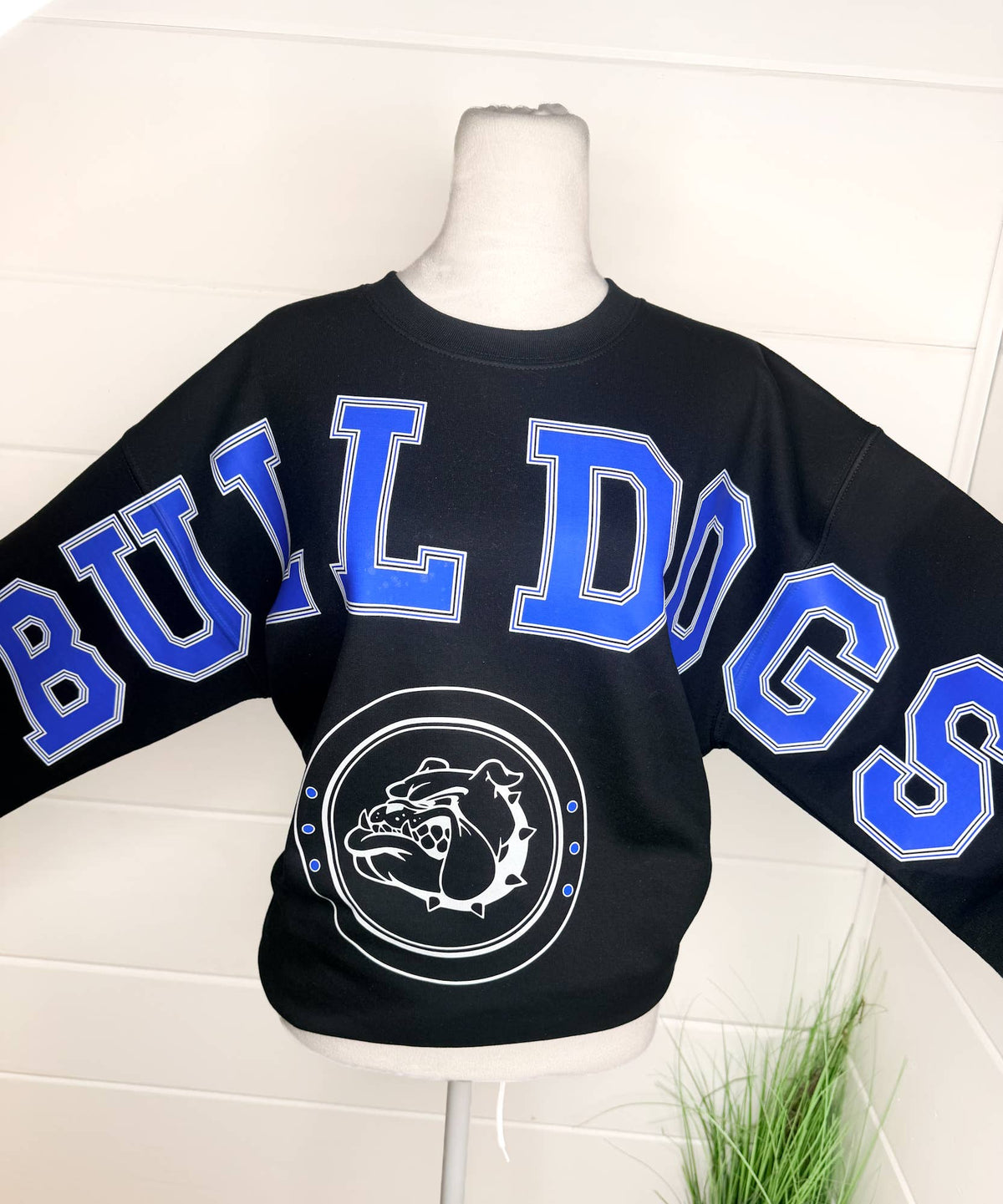 Oversized Mascot Sweater Team Sweatshirt School Spirit: Black / Unisex 3x