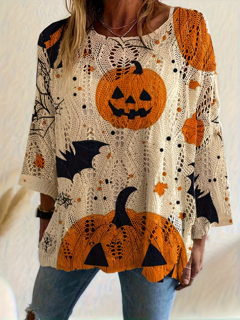 Jack-O'-Lantern Crochet Halloween Sweater