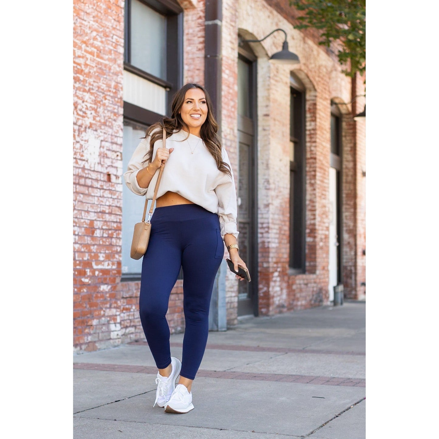 The Nyla - Navy Full-Length with Pocket Leggings