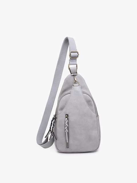 Nikki Dual Compartment Sling Pack Bag: Grey