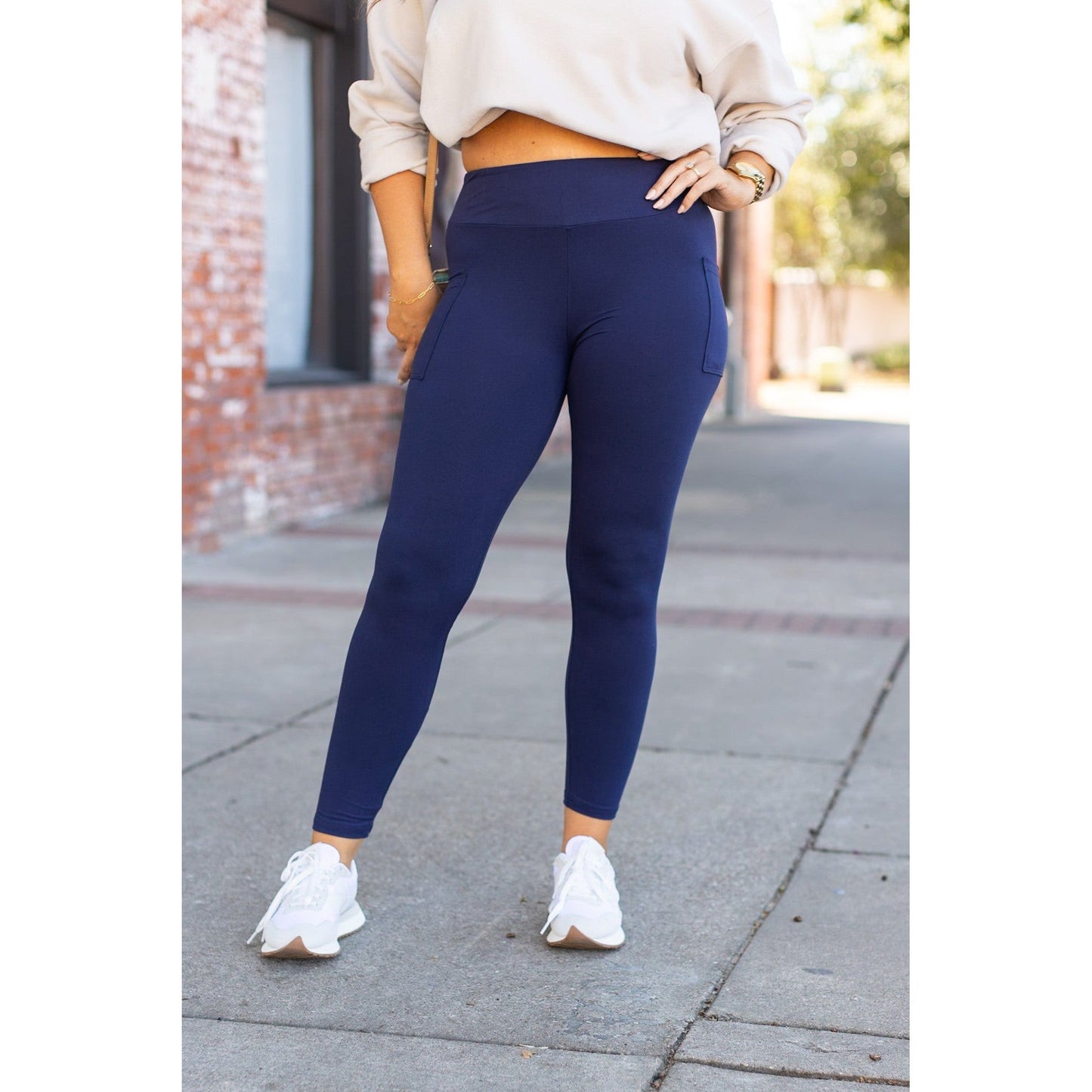 The Nyla - Navy Full-Length with Pocket Leggings