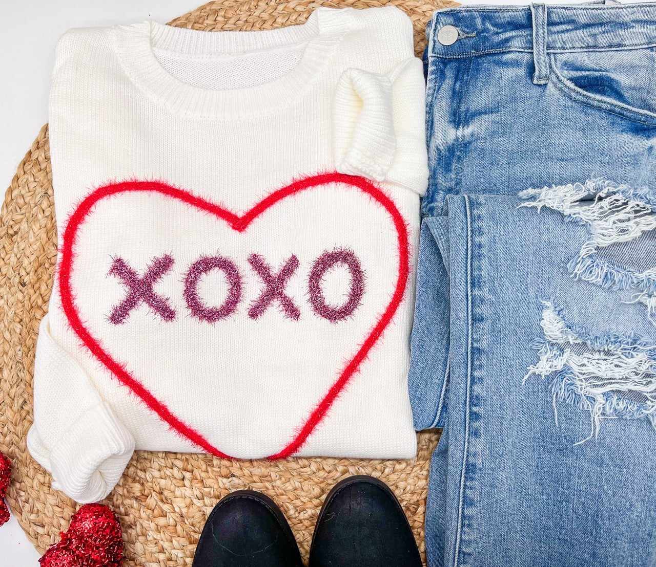 Knitted Heart XOXO Sweater!