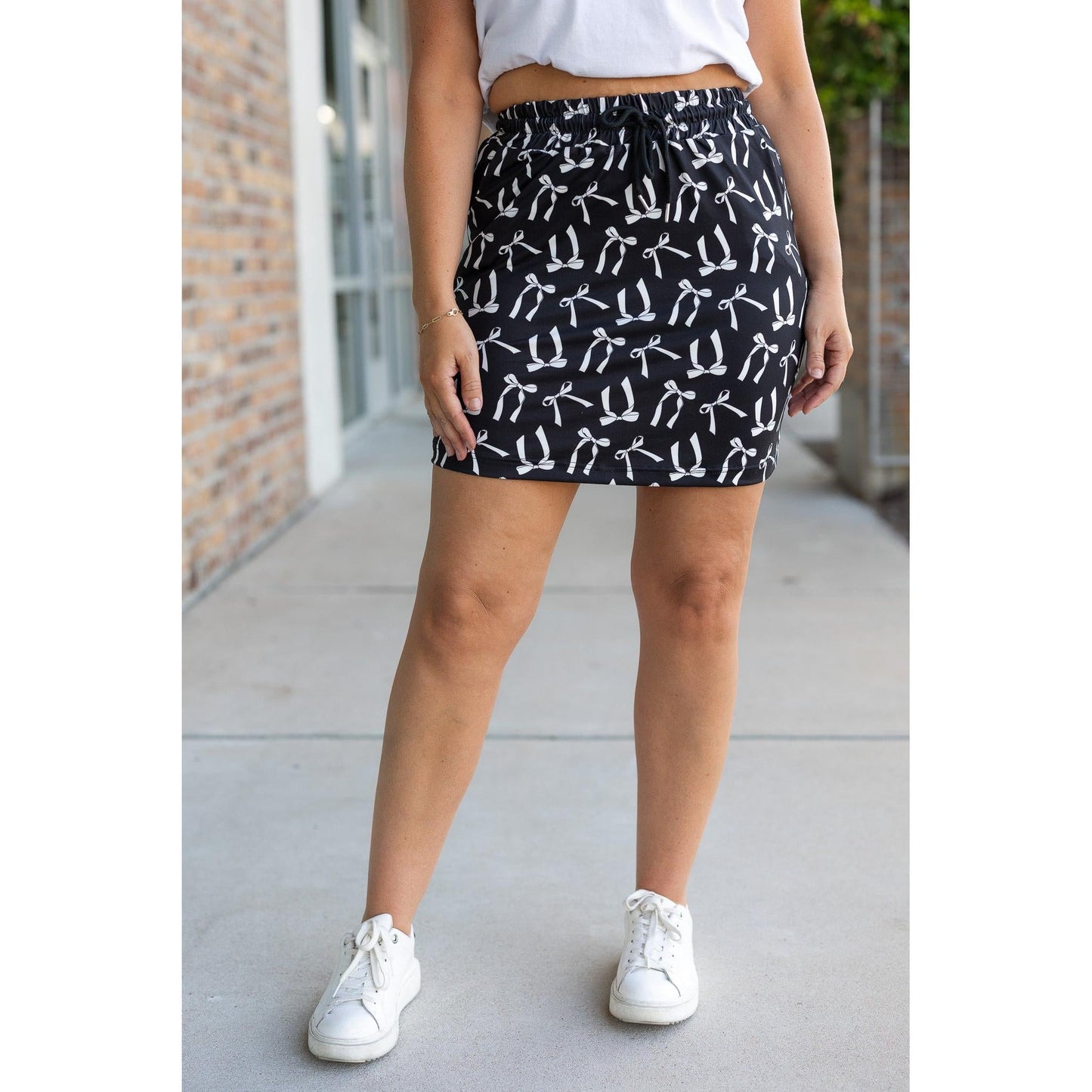 The Millie -  White Bow Jogger Skirt