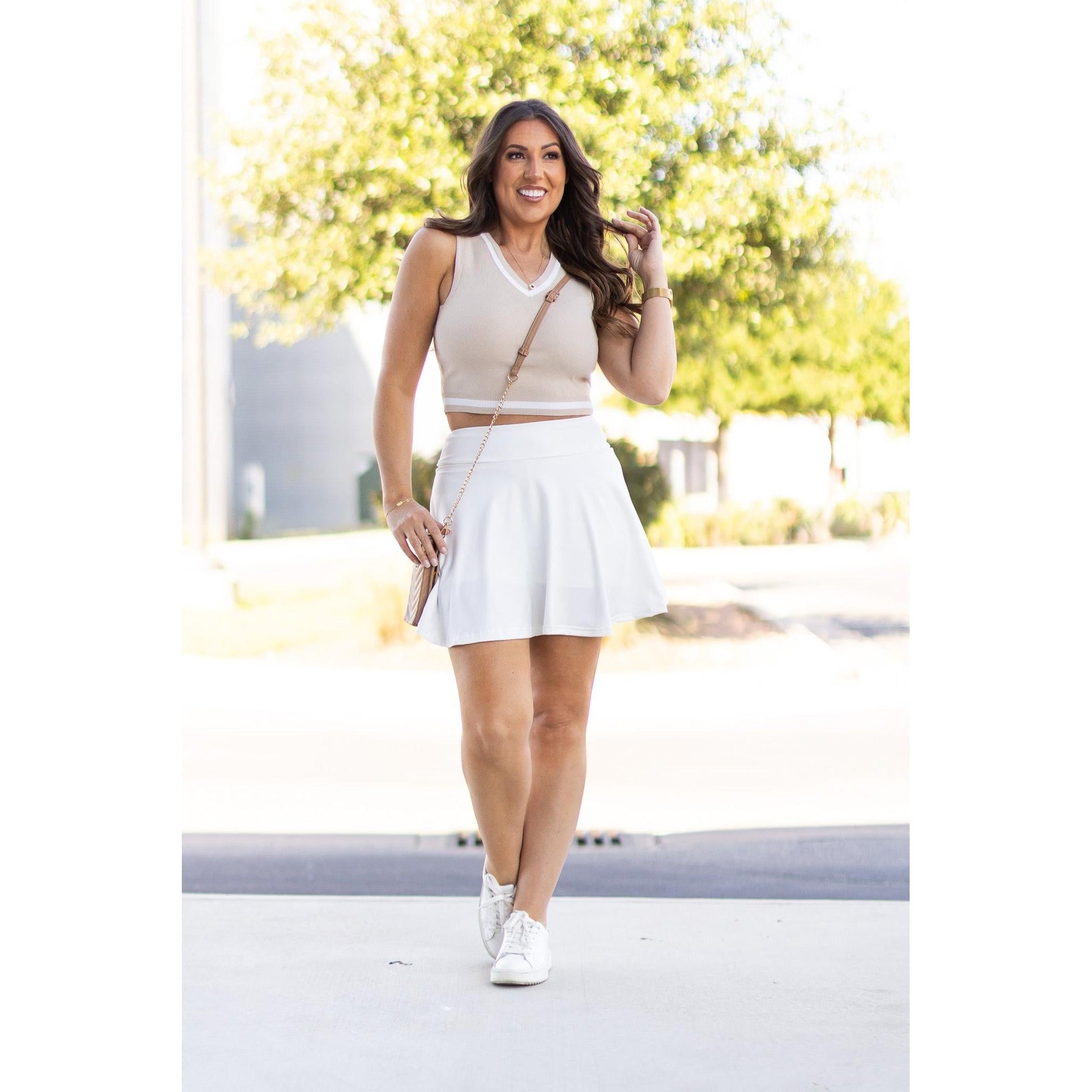 Julia Rose The Wendy white skort women’s skort with built-in shorts