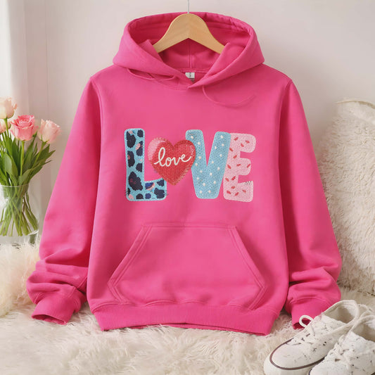 Valentine's LOVE Faux Yarn Hoodie