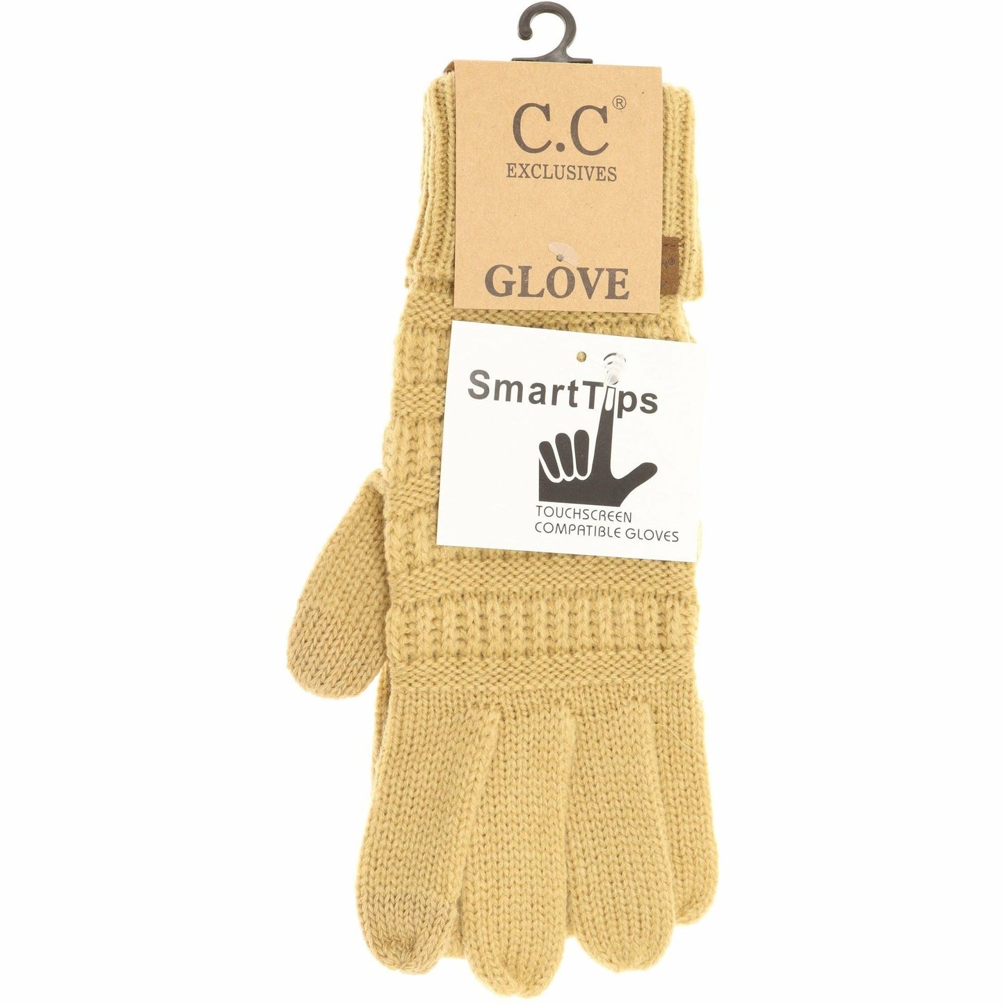 Solid Cable Knit CC Gloves : New Olive