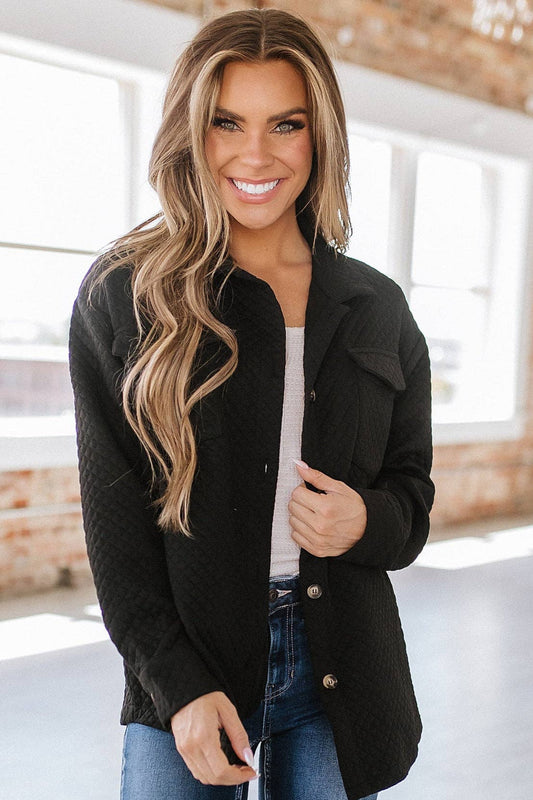 Cameron Quilted Shacket - Black