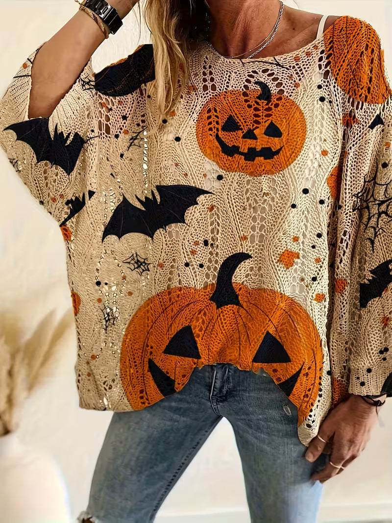 Jack-O'-Lantern Crochet Halloween Sweater