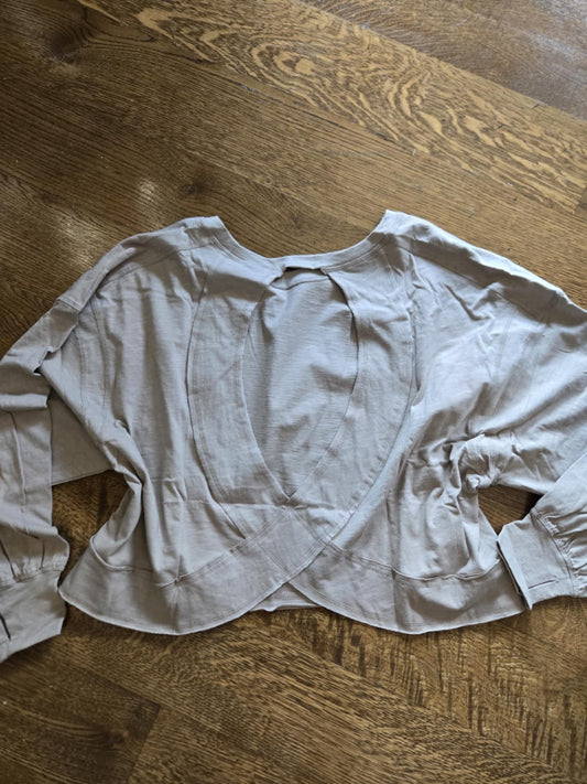 Open Back Long Sleeve Thumb Hole Top - Taupe