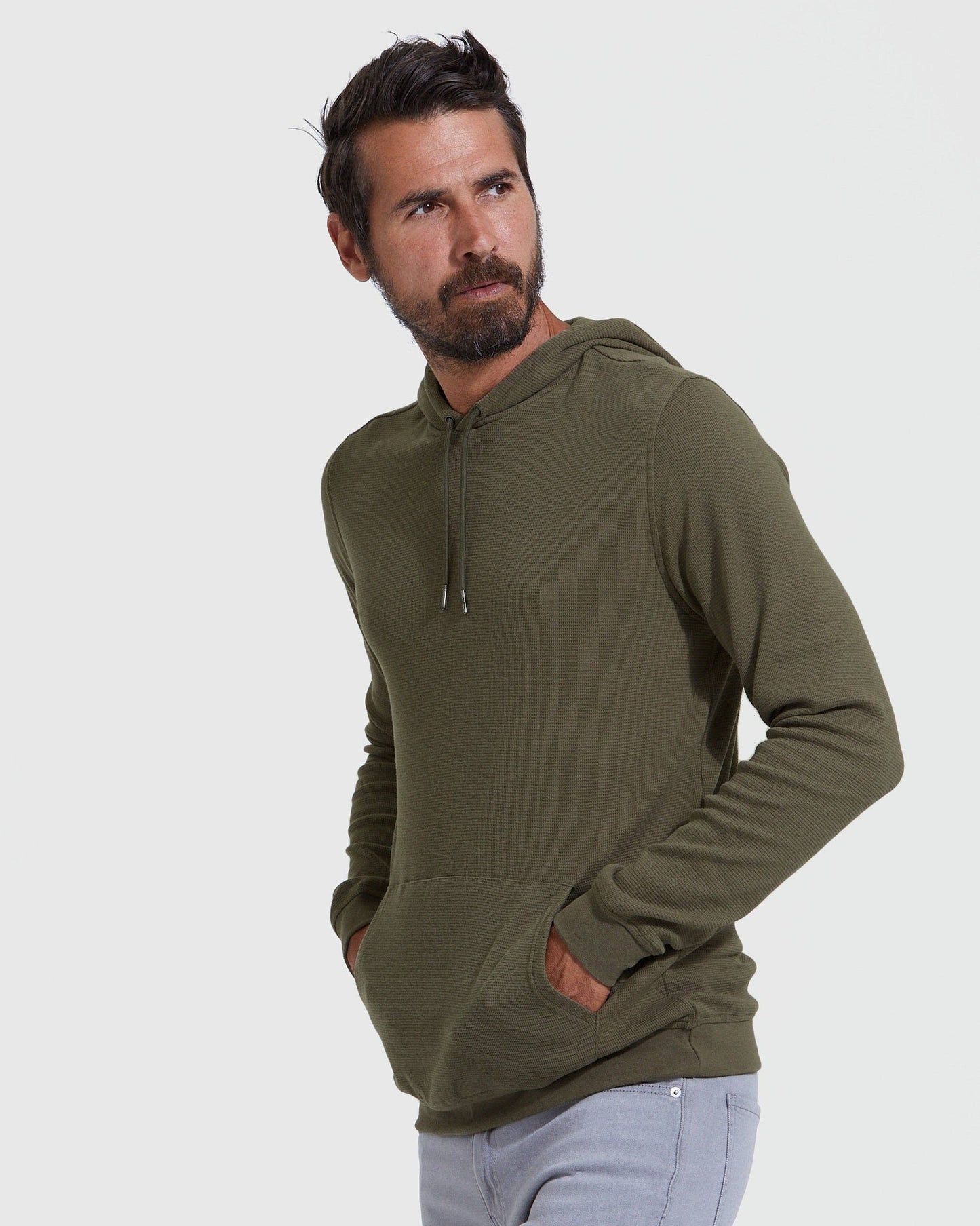 MEN'S Military Green Waffle Hoodie